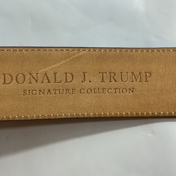 DONALD J. TRUMP 1” Brown Classic leather Belt 44 business BRASS square Buckle 44 - Picture 8 of 14